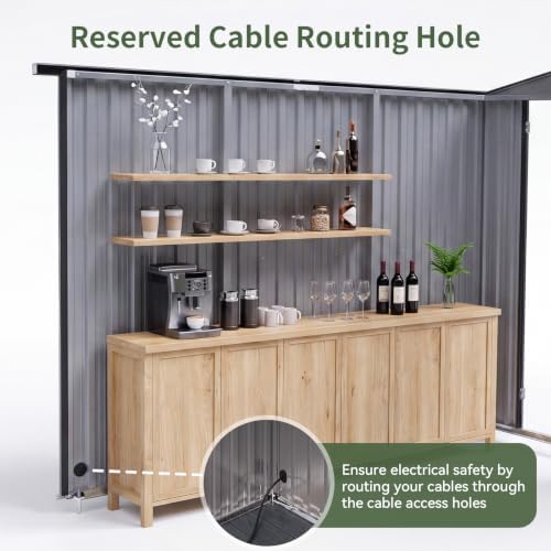 Aoxun 8x7 FT Outdoor Bar Shed with Canopy with 50 FT Solar Sting Lights - Image 5