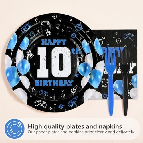 96Pcs 10th Birthday Supplies for Boys Blue Black 10th Birthday, Serves 24 - Image 2