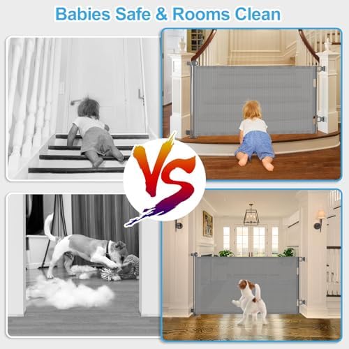 EZIGO 55 Inch Retractable Baby Gates Extra Wide Reinforced Baby Dog Gate - Image 4