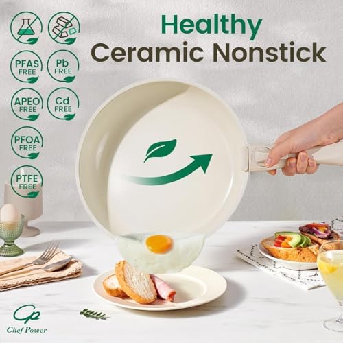 Chef Power 19 Pcs Nonstick Pans and Pots Set, Ceramic Detachable Cookware - Image 4