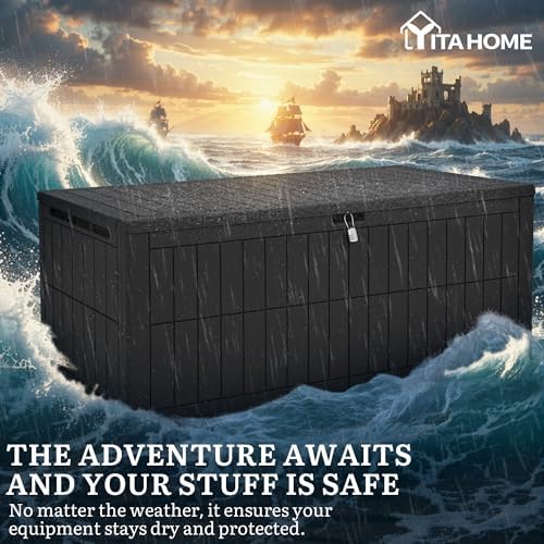 YITAHOME 200 Gallon Large Outdoor Storage Box XL Resin Deck Box with Lock - Image 4