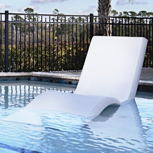 Step2 Vero Pool Lounger, Fade-Resistant, Waterproof Patio Furniture, Pool Lounge Chair for Sun Shelf, Use in Pools with Shelves Up to 12-Inches Deep or Outside Pool Deck, Weighted, White - Image 5