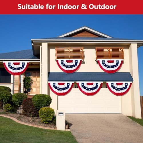 2 x 4 Ft American Bunting Flags Outdoor,US Flag Bunting for Outside, Patriotic Half Fan Bunting Flag Indoor Outdoor for 4th of July Independence Day Memorial Day (Set of 6) - Image 4