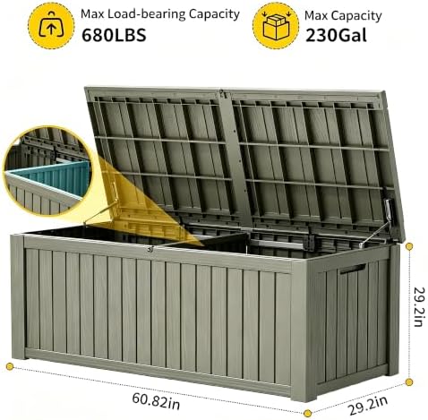 KAMABOKO 230 Gallon Outdoor Storage Box Waterproof Deck Box for Patio - Image 3