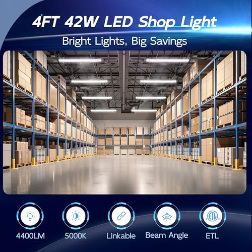 hykolity 4FT LED Shop Light,4400LM,42W [250W Equivalent], 5000K Daylight - Image 2