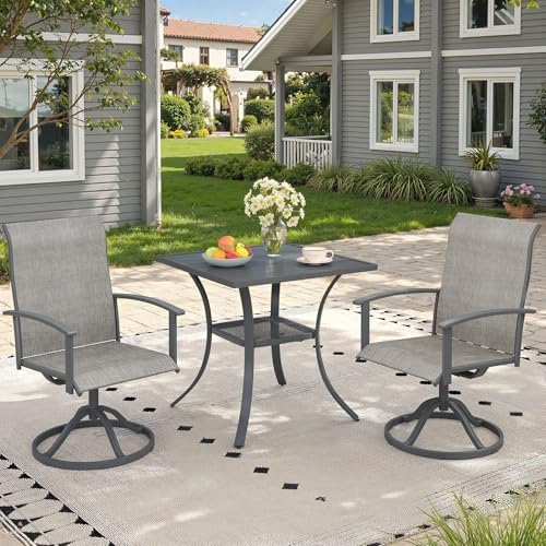 Outdoor Dining Table with Storage Shelf, 27.5" All-Weather Square Patio Dining Table for 2, Metal Patio Table for Garden Lawn Porch Deck Yard, Dark Grey - Image 5