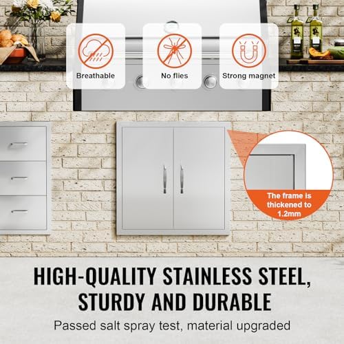 VEVOR Outdoor Kitchen Door 24W x 24H Inch 304 Stainless Steel Access Doors - Image 3