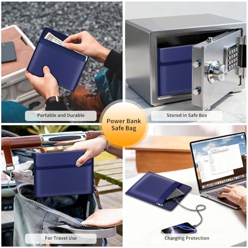DocSafe Fireproof Document Bag (5200℉) with Fireproof Organizer Travel Case,Heat Insulated Fire＆Water Resistant 8 Layers Safe Money Bag Storage for Important Documents,Cash,Power Bank,Valuables,Blue - Image 6