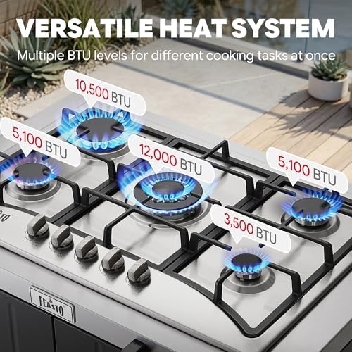 Feasto Modular Outdoor Kitchen Island with 5-Burner Gas Stove and Storage - Image 4