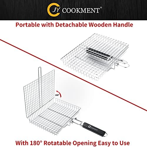 Grill Basket Stainless Steel with Portable Removable Handle Grilling Basket - Image 3