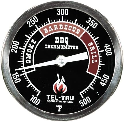 Tel-Tru BQ300 Barbecue Thermometer, 3 inch black dial with zones, 4 inch stem, 100/500 degrees F by MidwestHearth