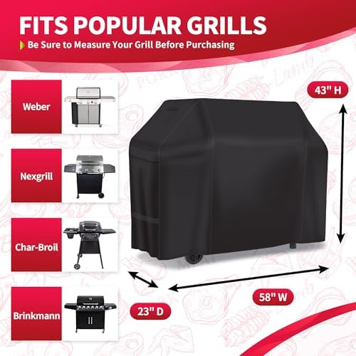 600D Grill Cover for Outdoor Grill – NEXCOVER 58 Inch Heavy Duty Waterproof BBQ Cover for Weber Genesis II, II LX 300 Series & Genesis 300 Series Gas Grills, Fade Resistant, Black - Image 2