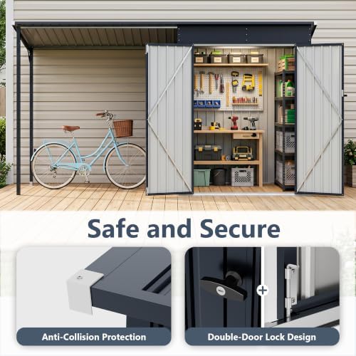 Polar Aurora 12×4 FT Outdoor Storage Metal Shed & Hardtop Gazebo Combo - Image 4