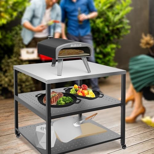 Mimiuo 31.5" Square Pizza Oven Stand, Stainless Steel Modular Table - Image 7