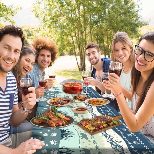 Picnic Table Cover with Bench Covers and Bag, Camping Essentials, Bohemian Waterproof Windproof Camping Tablecloth, Fitted Tablecloth Cover with Elastic Edge, for Garden & Outdoor, 3 PCS, 30x96 Inch - Image 2