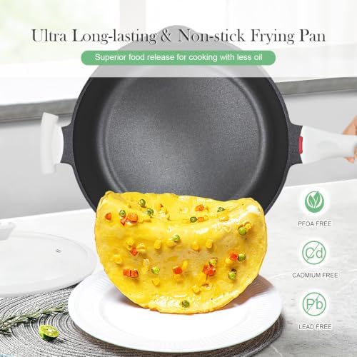 14 Inch Large Deep Frying Pan Skillet with Lid, Saute Pan Nonstick - Image 3