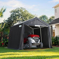 ADVANCE OUTDOOR 10x10 ft Heavy Duty Outdoor Patio Portable Canopy Storage Shelter Shed Carport with 2 Roll up Zipper Doors & Vents for Snowmobile Garden Tools, Gray by ADVANCEOUTDOOR