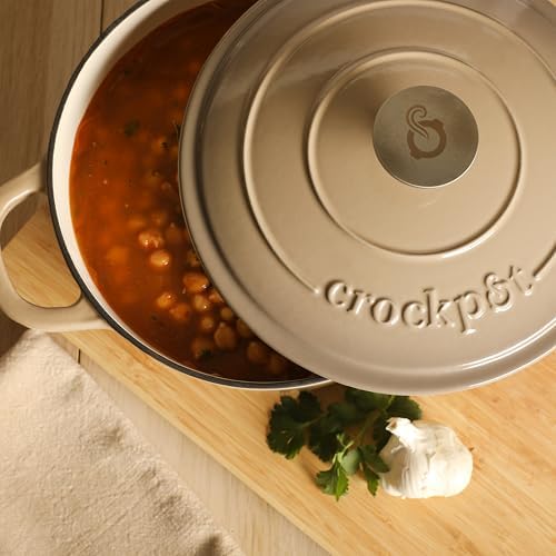 Crock-Pot Artisan 5-Quart Enameled Cast Iron Dutch Oven Pot with Lid, Round, Gradient Taupe, Oven Safe Cookware - Image 5