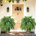 2pcs 48in 88 Blades Artificial Boston Ferns for Outdoors Large, UV Resistant Faux Outdoor Plants,Weatherproof Fake Ferns Plants Outdoor Indoor for Garden Porch Patio Home Decor by Cherica
