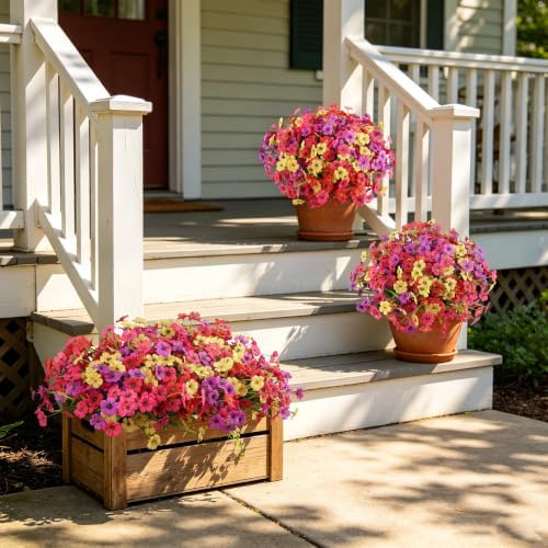 24 Bundles Artificial Flowers for Outdoors Decor, Faux Mums Plants Fake Silk Daisy Flora, UV Resistant Realistic Faux Plants Greenery for Outside Indoor Porch Patio Window Box Planter Home Decor - Image 6