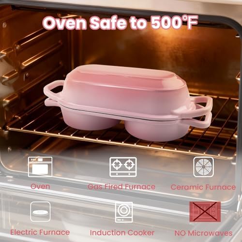 YONILL Mini Double Dutch Oven with Lid for Sourdough Bread Baking (Pink) - Image 6
