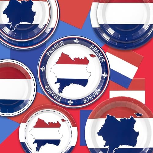 France French Flag Paper Plates and Napkins Party Supplies,Serves 60 - Image 4
