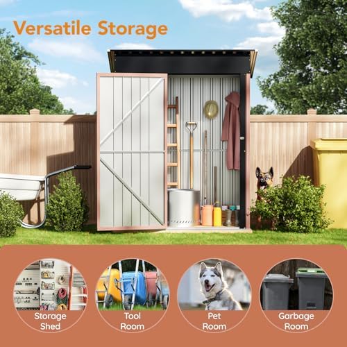Panovue 5X3X6.1 FT Garden Storage Shed with Frame Floor(NO Wood Panels) - Image 4