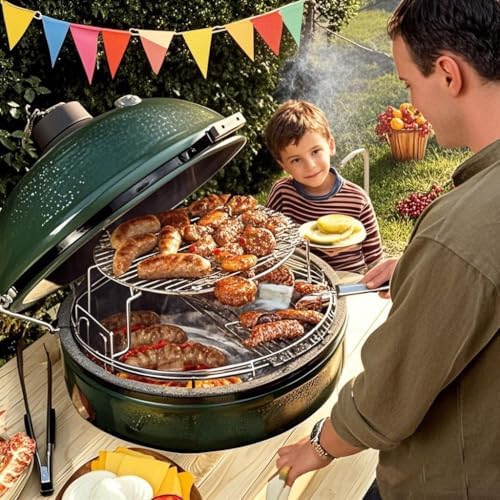 S28 3 Tier 5 Piece 304 Stainless Steel Grill Stack Rack Replacement Kit for Big Green Egg Large, Rack for Eggspander 5 Piece Kit Conveggtor Basket - Image 5