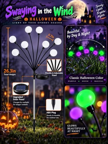 OZS 6Pack 48LED Solar Firefly Halloween Lights Outdoor for Party Decor - Image 5