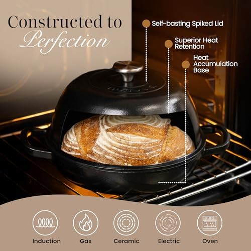 Enamelled Cast Iron Dutch Oven Pot – Dutch Oven For Sourdough Bread Baking – Cast Iron Bread Pot – Black, 6 Quarts, 26cm – by Nuovva - Image 3