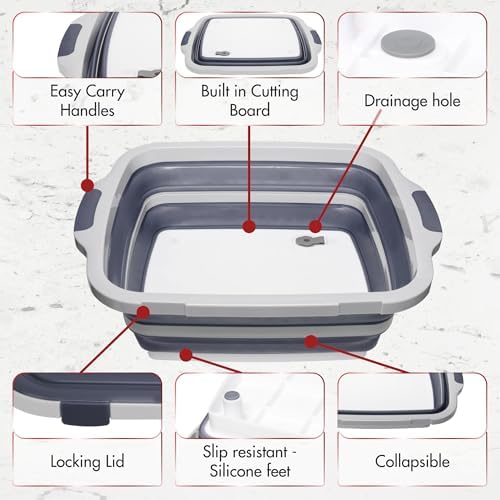 KITCHEN PERFECTION Collapsible XL Smoker & BBQ Prep Tub with Locking Lid - Image 6