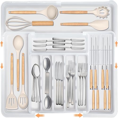Silverware Organizer for Kitchen Drawer Expandable Utensil Drawer Organizer by HOMECOR