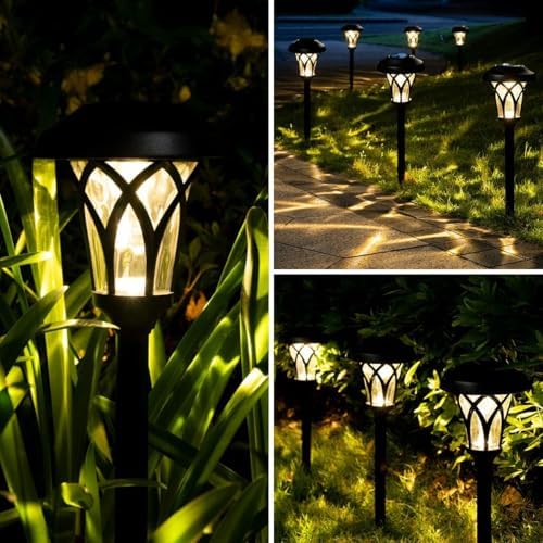 GIGALUMI Solar Pathway Lights Outdoor, Metal Glass & ABS Landscape Lights - Image 5