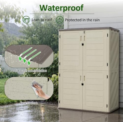 Macrout 50 Cu Ft Outdoor Storage Cabinet with Shelves, Waterproof ST5782 - Image 4