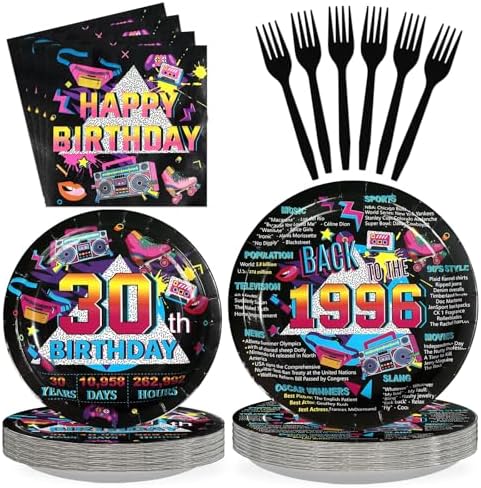 96Pcs Vintage 30th Birthday Party Decorations,Serve 24 by Greencian