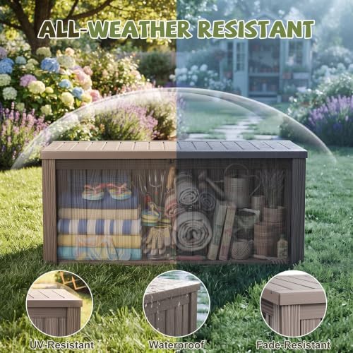 DRATO 310 Gallon Deck Boxes Outdoor Waterproof Large Outside Storage Box - Image 3