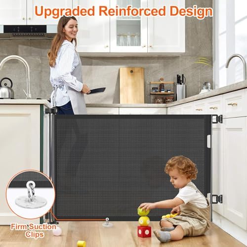 EZIGO 71 Inch Retractable Baby Gates Extra Wide Reinforced Baby Dog Gate - Image 3