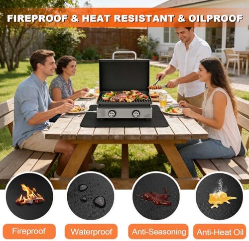 Heat Resistant Mats for Countertop and Grill Table, Fireproof Grill Mats for Outdoor Grill, Under Griddle BBQ Mat, Portable Charcoal Grill, Air Fryer, Gas Grill,Black,20 x 25 inch - Image 5