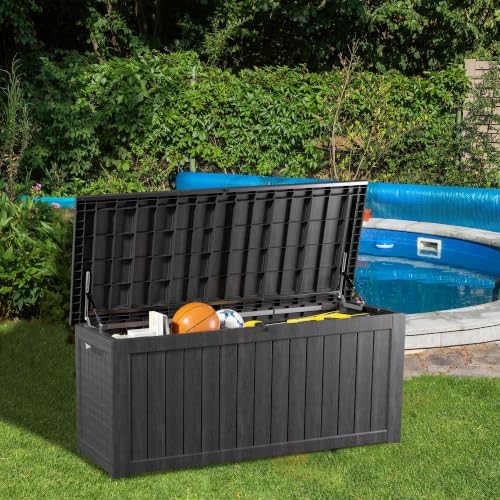 Outdoor Storage Box, 200 Gallon Waterproof Deck Box, Premium Hydraulic Cushion Storage Chest, High-Load Lockable Two-Seater Patio Storage Bench, Large Country Estate, Black - Image 4