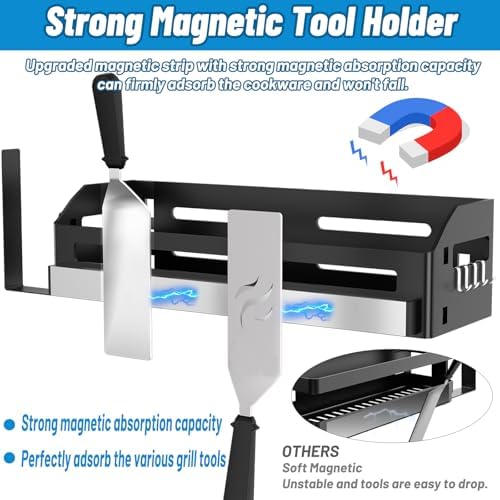 Griddle Caddy for Blackstone Griddles 17"/22"/28"/36"/Prep Cart, Space Saving Blackstone Griddle Accessories, BBQ Grill Storage Organizer with Magnetic Tool Holder & Paper Towel Holder & J-Hooks - Image 4