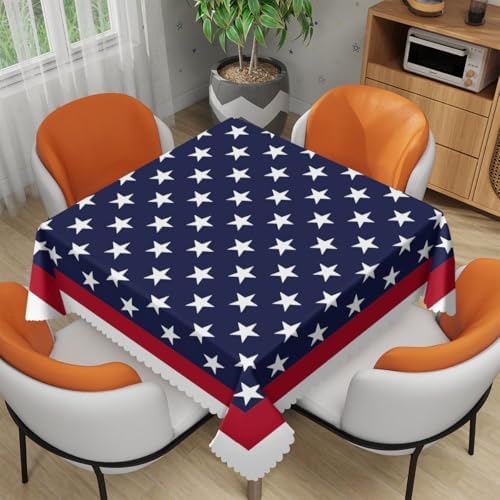 4th of July Tablecloth 54x54 Inch Square American Flag Patriotic Party Tablecloths Polyester Table Cloth for Holiday Parties Kitchen Dining Indoor Outdoor by Unknown