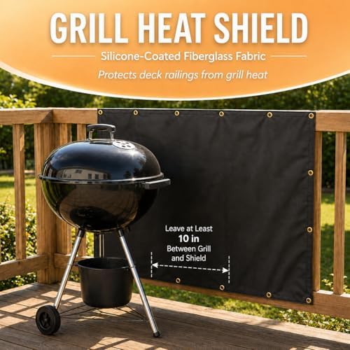 FLASLD Heavy Duty Fireproof Fence Cover and Screen Protect Deck Railing from Grill Heat, Balcony Privacy Screen Cover, Apartment Railing, Waterproof Windscreen (3'x6') - Image 2