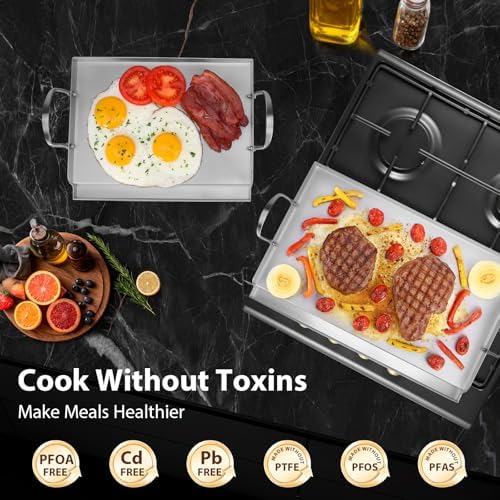 Utheer Stainless Steel Griddle for Gas Grill, Nano Ceramic Nonstick 17 x 13 - Image 4