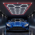 HYPERLITE Gen II Hexagon Garage Lights: 15 Grids with Border DIY Hexagon Led Lights, 6500K Ultra Bright, Easy Install Hex Light, Durable Design for Garage, Car Detailing, Workshops, Gym(Red) by HYPERLITE