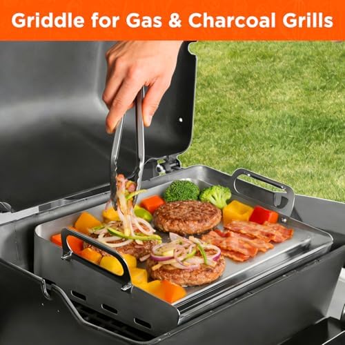 16" x 13" Stainless Steel Flat Top Griddle for Gas & Charcoal Grills - Image 6