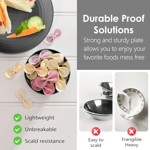 Teivio 32-Piece Plates and Bowls Sets for 8, Gray Matte Dinnerware Sets - Image 5
