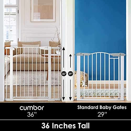 Cumbor 36 in Extra Tall Baby Gate for Doorways, 30-40.6 in Dog Gate White - Image 3