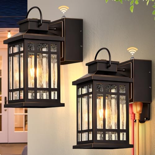 Dusk to Dawn Porch Lights with GFCI Outlet, Oil Rubbed Bronze by OPAXIS