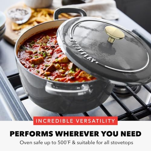 GreenPan x Bobby Flay 5.5QT Enameled Cast Iron Dutch Oven With Lid, Slate - Image 6