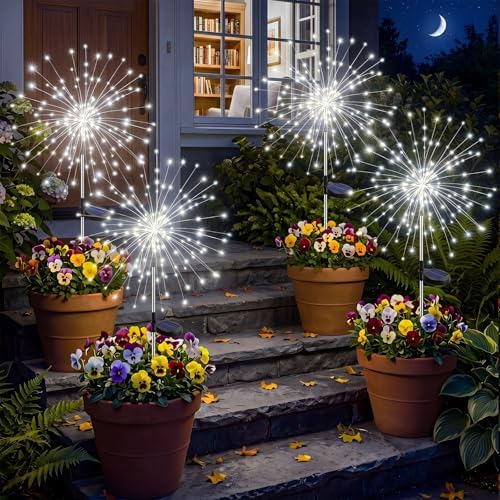 btfarm 4 Pack Solar Garden Lights Outdoor, 8 Modes Firework Lights Outside by btfarmdecorativelighting